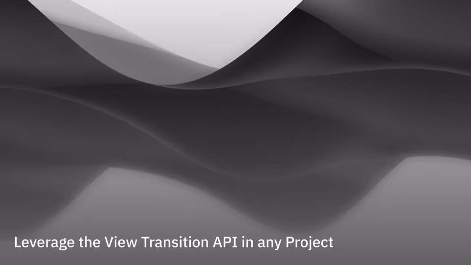Leverage the View Transition API in any Project